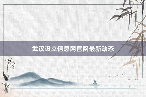 武汉设立信息网官网最新动态